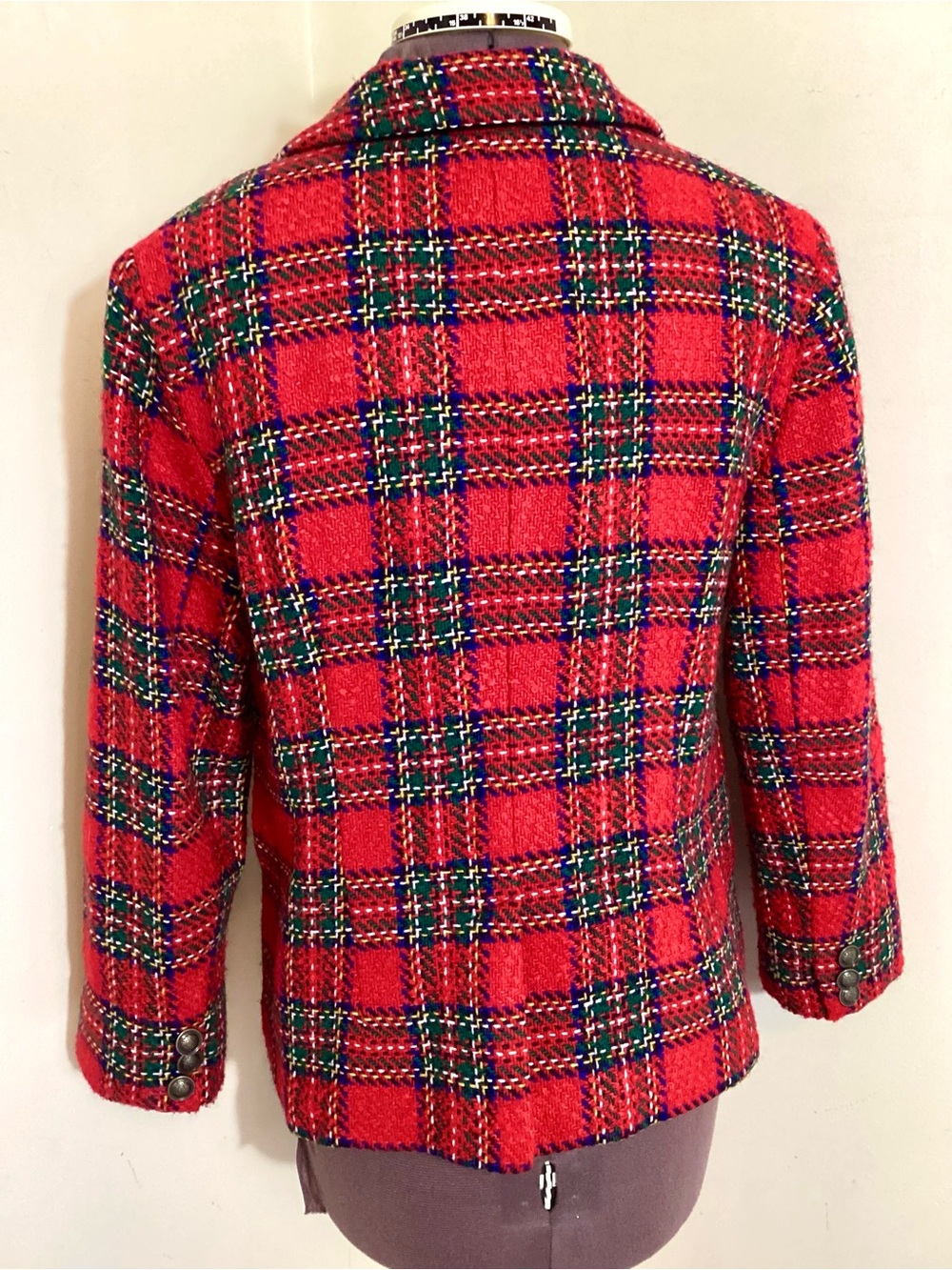 Talbots Plaid Tartan Wool Blend Blazer Jacket 10P - Picture 4 of 16
